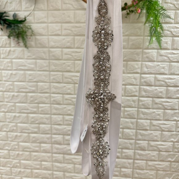dress that changes color white and gold A-line Plus Size Wedding Dresses with Beaded Belt – loveangeldress main image 0